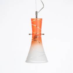 Lampenschirm 4370 hell mit Farbe bemalt und verziert - Wellen