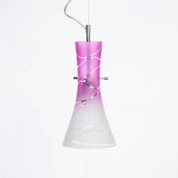 Lampenschirm 4370 hell mit Farbe bemalt und verziert - Wellen