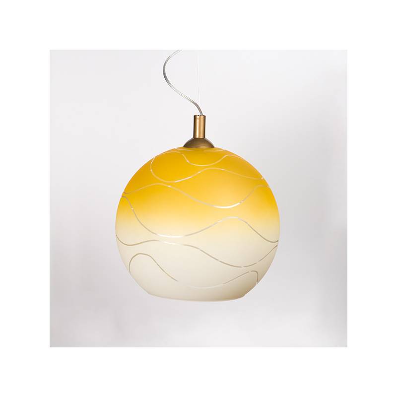 Cristal glass painted lamp 4067 with decor - waves