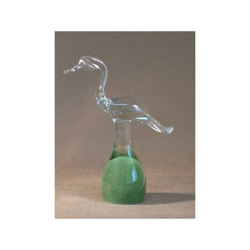 Figurka ze szkła jasnego z alabastrem - Czapla