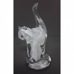 Figurka ze szkła jasnego z alabastrem - Kotek
