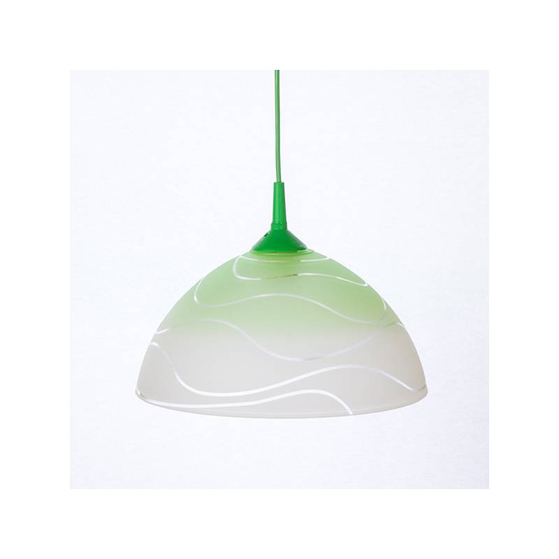 Lampe 1059 hell matt mit Farbe bemalt und verzierz - Wellen - d. 300/42 mm