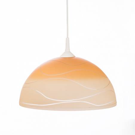 Lampe 1069 hell matt mit Farbe bemalt und verzierz - Wellen - d. 300/42 mm