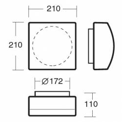 Plafond LINA 4 Opal matt - l. 210 mm