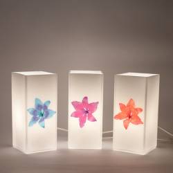 Opal painted lamp 4419 with decor - h. 210 mm