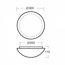 Opal matte plafond AURA 8 -LED d. 300 mm