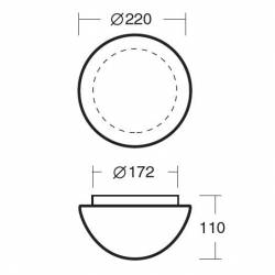 Plafon AURA 1 opalowy matowy - śr.220 mm