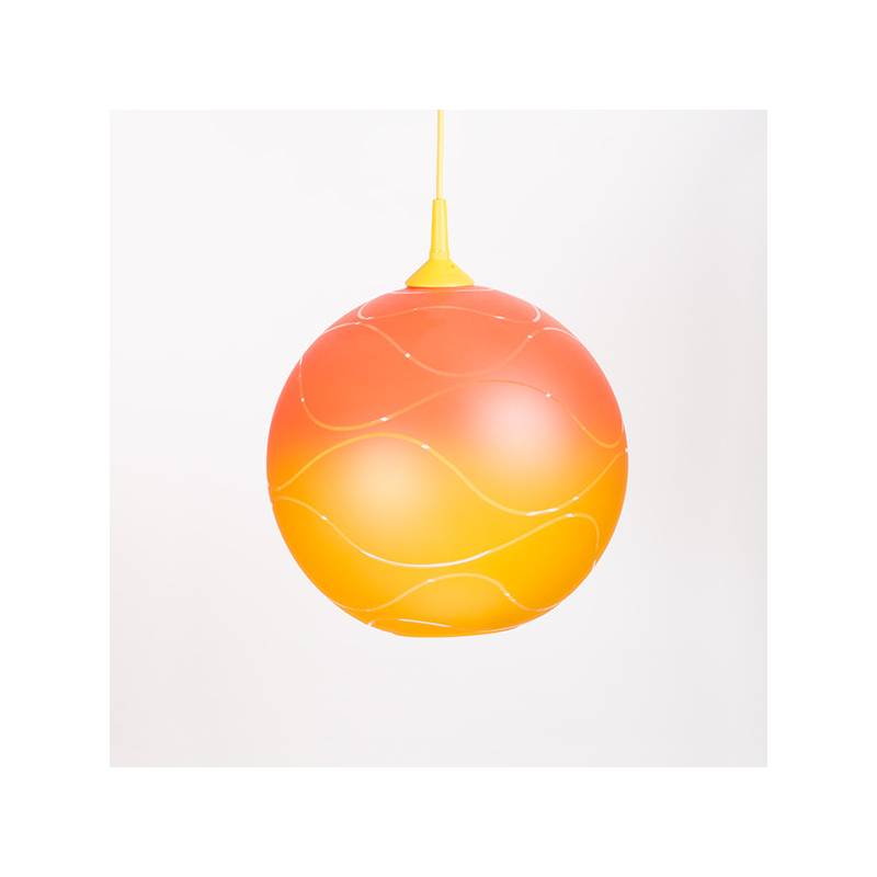 Lampenschirm 4057 hell mit Farbe bemalt und verziert - Wellen
