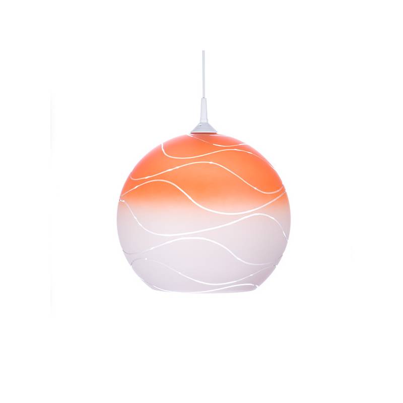 Lampenschirm 4067 hell mit Farbe bemalt und verziert - Wellen